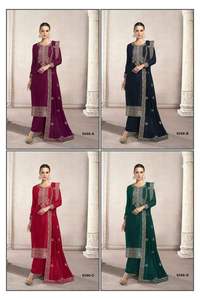 ผ้าไหมปักลายโดลาแบบดั้งเดิมมีสไตล์อินเดียและด้ายทำงาน salwar kameez กับ dupatta อินเดีย - Product Image 6