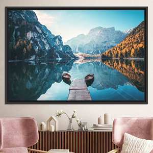 Tableau imprimé sur toile : Paysage de montagne des Dolomites sereines, TOILE ENCADRÉE NOIRE - Product Image 1