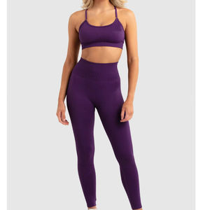 Comfortable Casual Women's Winter 2-Piece Sports Bra High Waist Gym Leggings Set Yoga Solid Pattern Eco-Friendly Breathable - Product Image 1