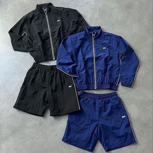 Ensemble de survêtements personnalisés pour hommes vêtements de sport veste zippée en nylon et polyester survêtement coupe-vent OEM & ODM Logo Hip Hop Streetwear de haute qualité - Product Image 1