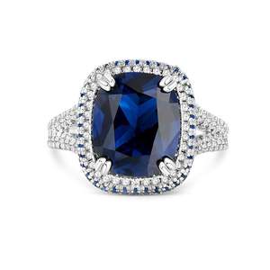 Bague de fiançailles Jeulia en argent sterling avec saphir rose taille coussin 14 carats et halo - Product Image 1