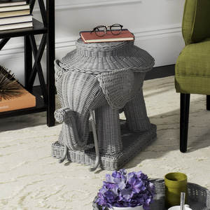 Table de chevet moderne en rotin éclectique avec plateau amovible Table de rangement de salon contemporaine - Product Image 2