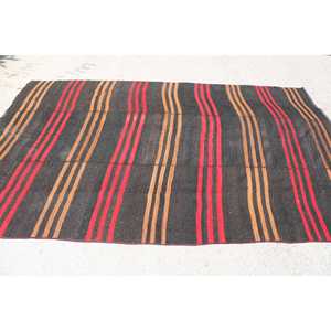 Grand tapis Kilim vintage 5,9x9,2 pi (181x280 cm), tapis turc oriental en laine noire - Product Image 3