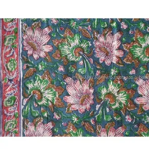 Hochwertige Kontrast farbe 100% Baumwoll stoff Schöner Jaipuri Hand Block Print Stoff von Yard Stoff für Heim textilien