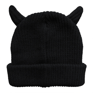 Customized Beanies 100% Acrylic Wool Winter Headwear Solid Black Hat Ribbed Blank Devil Knitted Washable Beanies for Adults - Product Image 6