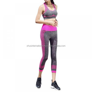 Customized Women Sports Workout Yoga <b>Leggings</b> Two Piece Sets Free Sports Bra & High Waist Pants Custom Style Oem - Product Image 4