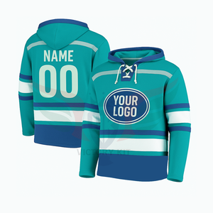 เสื้อฮู้ดฮอกกี้แคนาดา ลายทาง ทีมโลโก้ ติดกระดุมแบบผูกเชือก เสื้อเจอร์ซีย์ฮอกกี้มีฮู้ด - Product Image 1