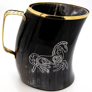 Mug en corne viking authentique et écologique, style nordique poli, tasse à boisson Koi, couleurs personnalisables, cadeaux vikings haut de gamme - Product Image 2