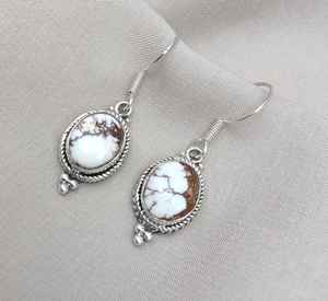 Pendientes de Plata de Ley 925 con Jaspe Natural de Caballo Salvaje, Joyería Boho Colgante, Piedra Natural, Regalo para Ella, Joyería de Moda - Product Image 6