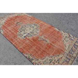 Alfombra Turca de 4.1x9 pies (125x274 cm), Alfombra Vintage con Estampado Animal Rojo - Product Image 4