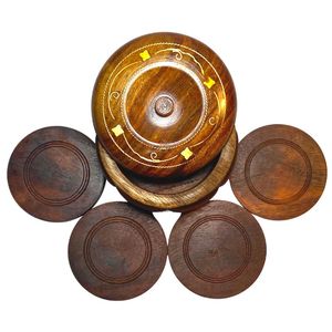 Tapis de thé en bois massif fait à la main, tapis de thé artisanal en bois, ensemble de tapis de thé rond en bois fait à la main - Product Image 6