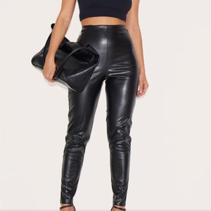 Leggings en cuir extensible de qualité supérieure pour femmes, taille haute, brillants, pantalon satiné, style moderne, vêtements de mode respirants, coutures - Product Image 2
