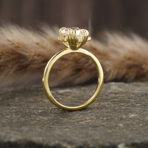 Anillo de compromiso de diamante de corte ovalado cultivado en laboratorio, anillo de regalo de racimo Vintage de lujo con certificado IGI de oro sólido de 18K para mujer - Product Image 3