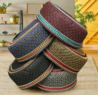 Topi Kufi Muslim Bordir Poliester Ringan Berkualitas Tinggi Grosir, Pakaian Sholat Islami, Aksesoris Sopan