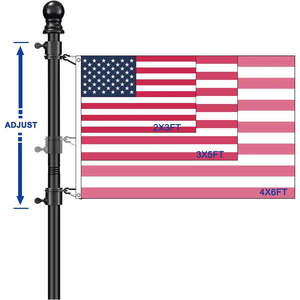 6 Ft Satin and Nylon <b>Flag</b> Pole Holder Portable Tangle-Free 3x5 American <b>Flag</b> Kit for Outdoor Porch House Use - Product Image 3