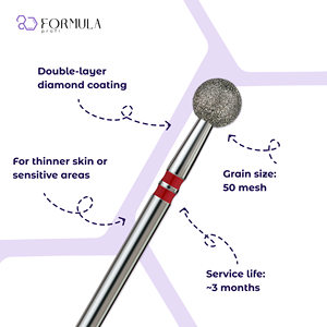 หัวเจียรเพชรพรีเมียม ขนาด 5.0 มม. สีแดง สำหรับเครื่องตะไบเล็บไฟฟ้าระดับมืออาชีพ - Product Image 2