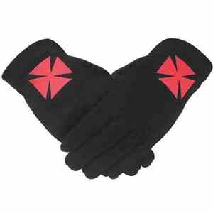 Masonic Regalia Knights <b>Red</b> Cross Black Leather <b>Gloves</b> Custom Logo Masonic Regalia <b>Gloves</b> for Sale - Product Image 6