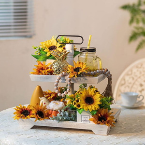 Décoration de ferme personnalisée Plateau en bois à deux niveaux pour comptoir de cuisine Décorations de Pâques Halloween Thanksgiving Plateaux en bois à 2 niveaux - Product Image 2