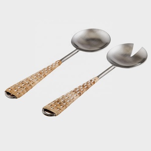 Ensemble de service en acier inoxydable plaqué argent en gros avec poignée en fil tricoté, ensemble de service de salade utile - Product Image 1