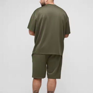 Street Wear 100% algodón de calidad premium 2 uds conjunto corto para hombre personalizado puff impreso logotipos hip hop camiseta y pantalones cortos conjunto para hombres - Product Image 3