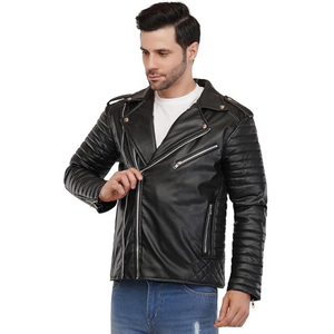 Vestes en cuir personnalisées Vestes de moto en cuir coupe-vent à la mode pour hommes Veste de motard en cuir de haute qualité Street Wear - Product Image 2