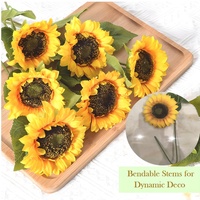Bouquet de tournesols artificiels réalistes à longues tiges pour la décoration intérieure et extérieure, Thanksgiving, remise de diplôme - Imperméable et léger