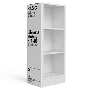Librería Móvil BASIC Blanca KIT 40 x 105 cm, Estanterías y Librerías de la Colección Tvilum BASIC - Product Image 2