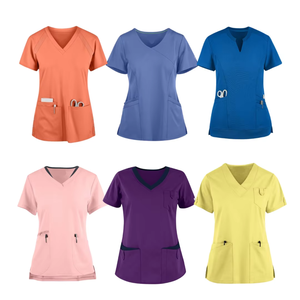 2025 mujeres belleza uniforme médico Top y pantalón conjunto uniformes conjuntos manga corta trabajo desgaste uso Scrubs conjuntos - Product Image 5