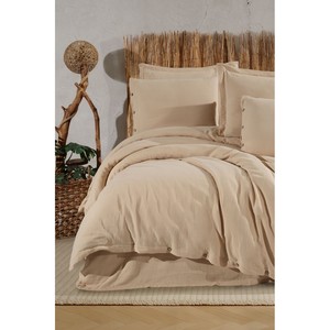 Juego de Funda Nórdica Doble de Muselina 100% Algodón - Lujo Natural Transpirable con Técnica de Tejido para Ropa de Cama del Hogar, Cama Individual, King, Sólido y Cálido - Product Image 1