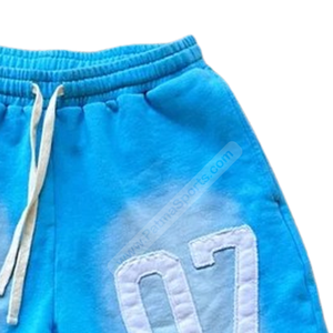 Haga su propio logotipo Pantalones cortos de sudor desgastados personalizados Baja tasa Hombres desgastados Pantalones cortos de sudor Bordado Serigrafía - Product Image 4