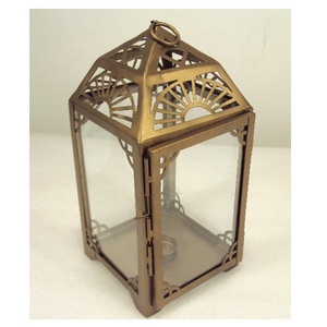 Lanterne en fer noir de taille moyenne avec bougeoir décoratif votif en verre lanterne suspendue pour décor extérieur intérieur maison jardin - Product Image 2
