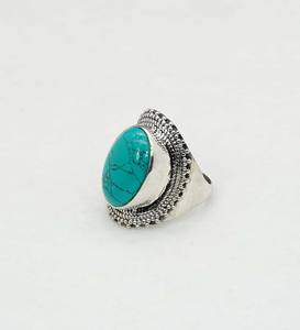 925 argent sterling massif mois de décembre pierre de naissance turquoise avec sertissage de lunette bague de forme ovale - Product Image 2