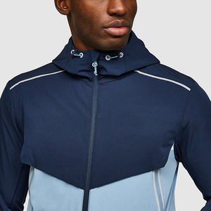 Veste coupe-vent de sport d'extérieur pour homme, en coton léger, bicolore, col montant, logo frontal - Product Image 6