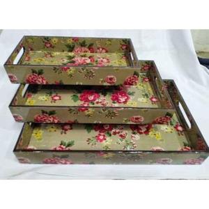 Juegos de bandejas de MDF con recubrimiento en polvo, diseños personalizados, artesanías, para servir alimentos, ecológicas, ligeras, decorativas, grabadas. - Product Image 5