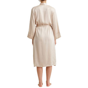 Albornoz de moda para mujer, secado rápido, transpirable, algodón, gofres, satén, patrón sólido, ropa de salón, estampado térmico liso, venta al por mayor - Product Image 2