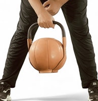 Geoffrey - Pesa Rusa de Acero de 4 kg a 16 kg con Asa de Cuero, Duradera, Portátil, en Caja, Balón Medicinal para Entrenamiento Físico, 100% Cuero Vacuno