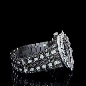 Custom top quality Lab Grown VVS diamond <b>watch</b> <b>Waterproof</b> 41mm full Iced Out Luxury Wholesale <b>watch</b> For Men - Product Image 2