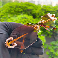 Lunettes de soleil pour hommes de haute qualité, à la mode, avec diamants Moissanite, verres photochromiques orange personnalisés, protection UV400, en matériau PC