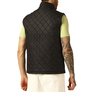 Chaleco acolchado informal a prueba de viento para hombre, chaleco acolchado con cremallera negra sólida gruesa, chaleco transpirable de capa de invierno de tela Premium - Product Image 2