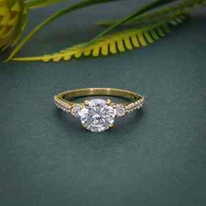 Estilo antiguo IGI Certified VVS Lab Grown Diamond Chapado en oro 925 Silver Pave Set Anillo de compromiso de tres piedras para mujeres Regalos - Product Image 6