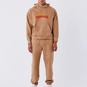 เสื้อฮู้ดแบบสวมหัว400คอตตอน100% ขนแกะ GSM สีล้วนทรงหลวมเสื้อฮู้ด & กางเกงจ็อกเกอร์ทรงถุง - Product Image 3