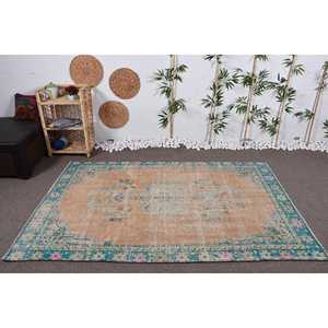 Alfombra de 4,8x7,3 pies, Alfombra Turca Vintage, Alfombra de Lana Azul - Product Image 2