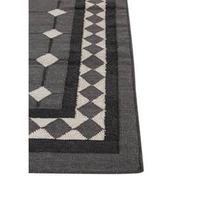 Tapis en laine tissée plate Alhambra gris et noir, style kilim géométrique pour la décoration du salon, tapis rectangulaire en jute - ADWL-13163 - Product Image 4