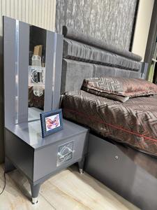 Juego de muebles de dormitorio de madera y tablero de MDF de lujo moderno personalizado con características de almacenamiento duraderas de Metal para el hogar, Hotel, Villa, apartamento - Product Image 5