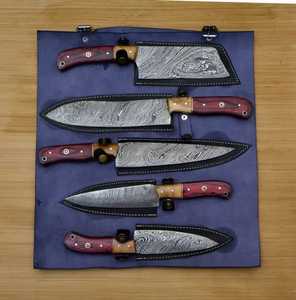 Couteaux de cuisine professionnels de marque personnalisée, 67 couches d'acier damas inoxydable, ensemble de 5 couteaux Kiritsuke Santoku tranchants - Product Image 2