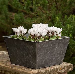 Juego de exportaciones de artesanía para el hogar de 2 macetas galvanizadas de metal rectangulares modernas para sala de estar maceta redonda decorativa para decoración del hogar - Product Image 2