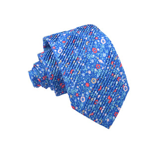 Corbata drapeada con patrón circular gris azul <span class=keywords><strong>Corbatas</strong></span> plisadas de poliéster impresas - Product Image 4