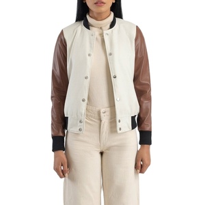 Chaqueta Universitaria Personalizada para Mujer, Estilo Urbano, Chaqueta Universitaria de Alta Calidad con Mangas de Cuero para Invierno - Product Image 3