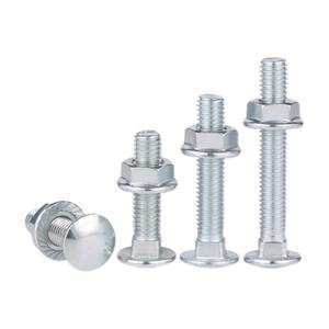 Boulons de chariot à tête ronde galvanisée à col carré avec écrous à bride hexagonale, filetage complet, pour la fabrication, vente en gros, exportation - Product Image 1