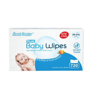 Lingettes Aqua Pure, 99% lingettes à base d'eau, lingettes hypoallergéniques et non parfumées pour bébé, 336 au total (6 paquets à rabat) - Product Image 4